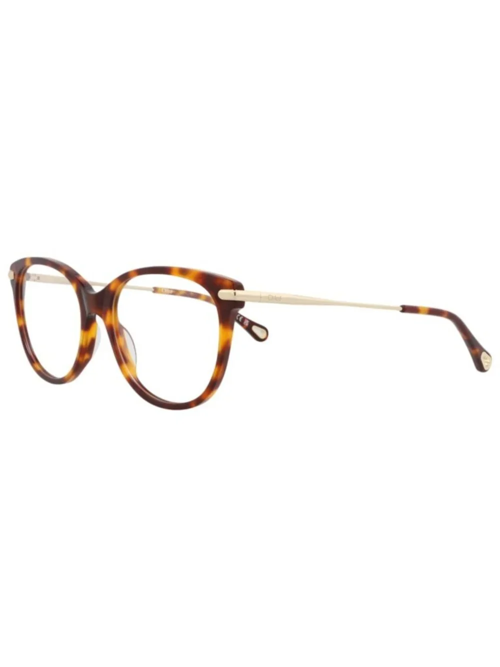 New Chloé Women's Eyeglasses Cat Eye Bio Acetate Frame Havana Gold Transparent